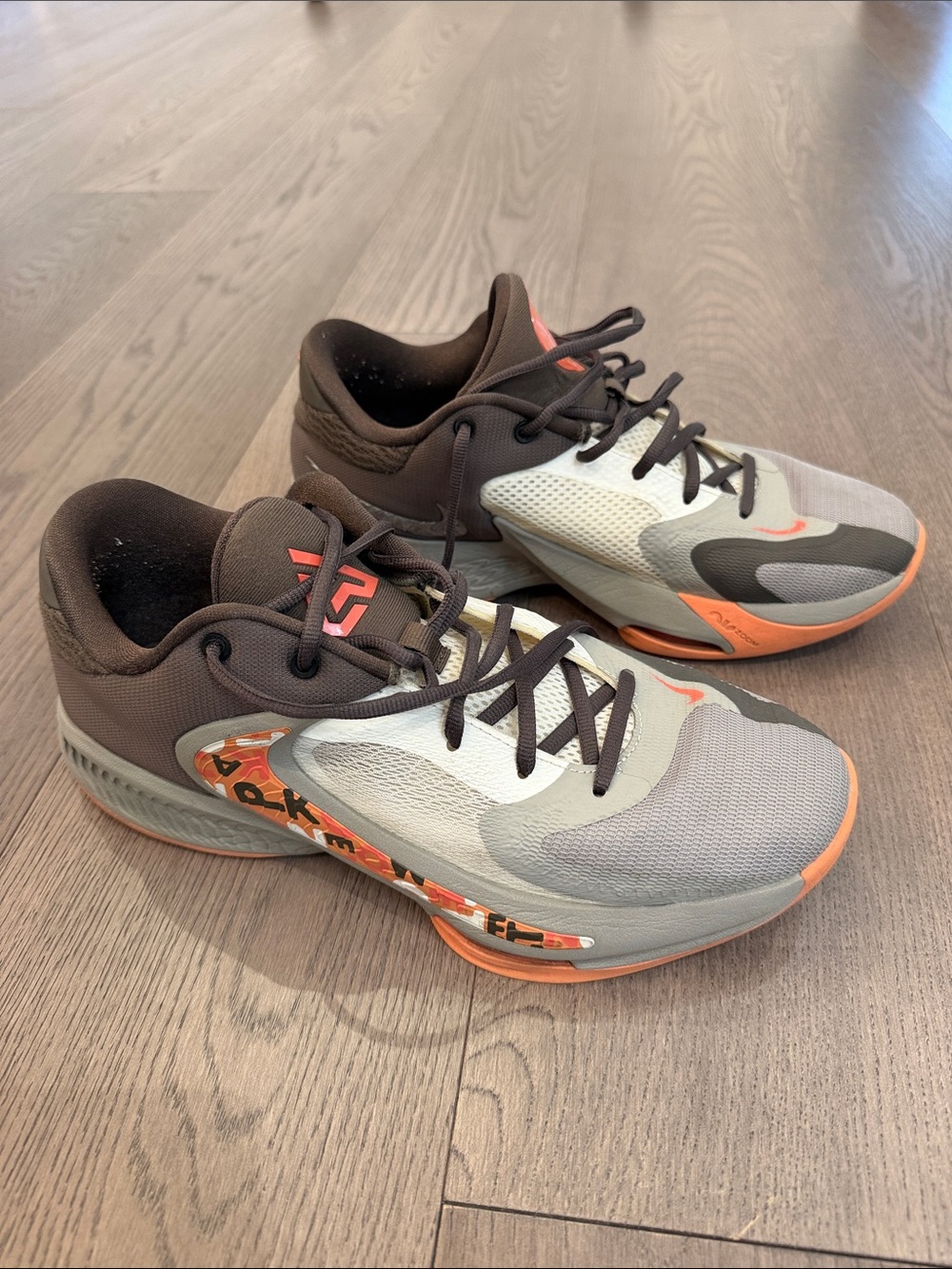 Nike Brown and Light Blue Low-Top Sneakers freak